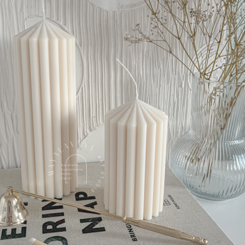 Ribbed Thick Pillar Candle