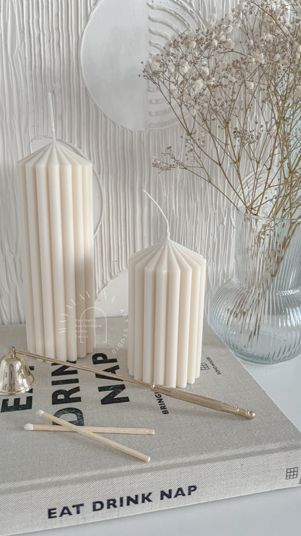 Ribbed Thick Pillar Candle