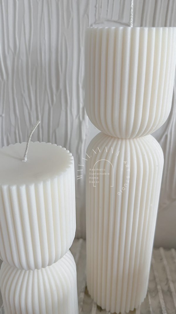 Minimalist Grooved Pillar Candle