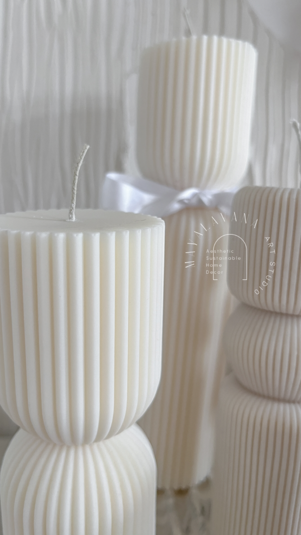 Minimalist Grooved Pillar Candle