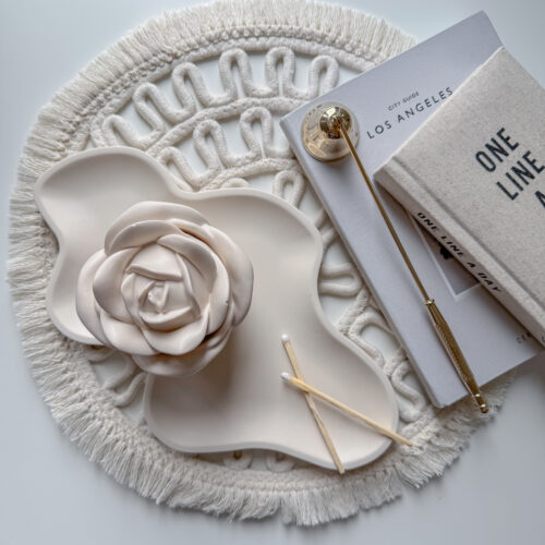 Rose Candle with Tray Set